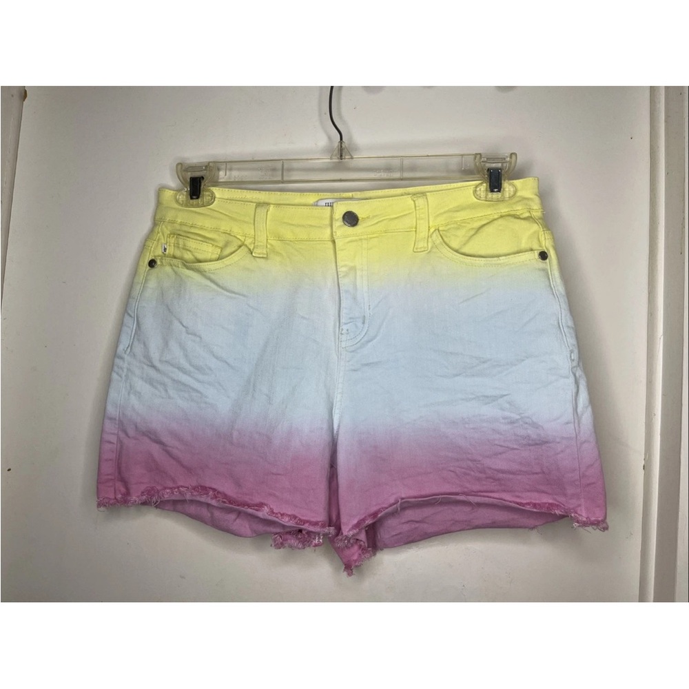 Judy Blue Yellow and Blue Jean Shorts with Ombre Effect